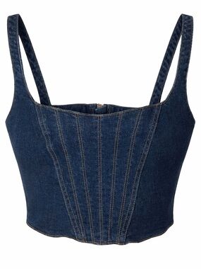 Banana Republic Denim Fitted Bustier Corset Crop Top Womens SZ 6 Dainty Coquette